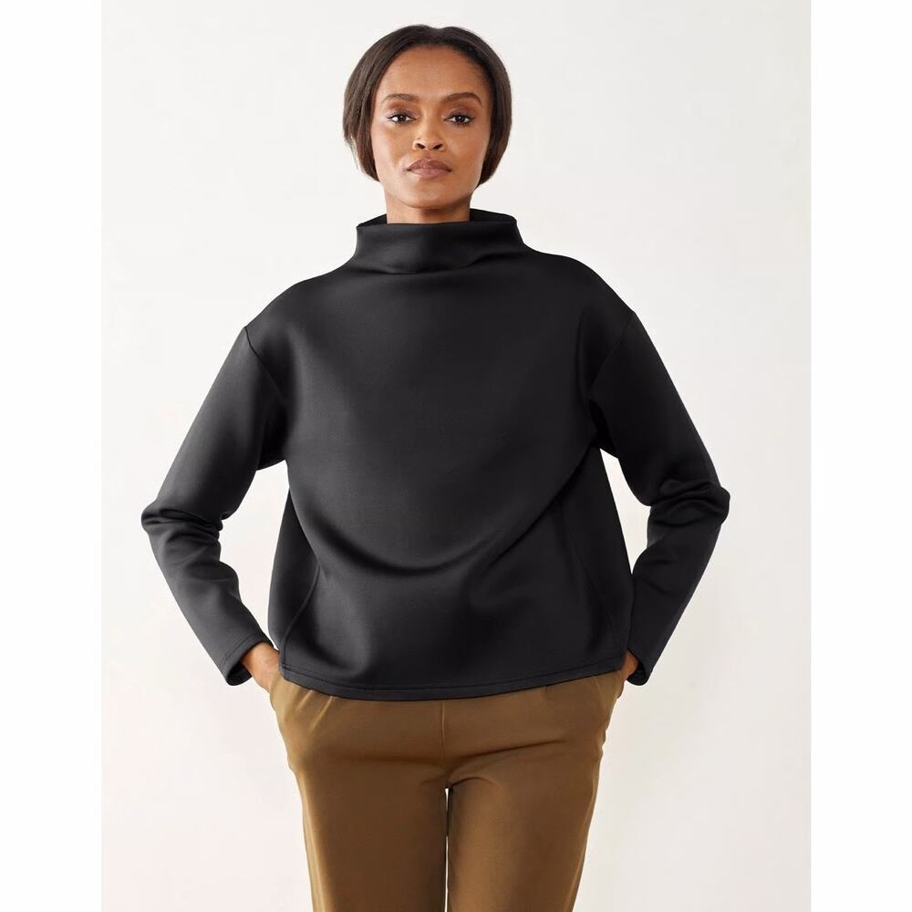 Aday Like A Boss Scuba Mockneck Black Sweatshirt XL